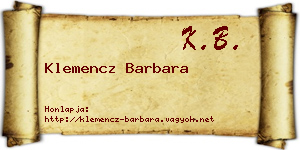 Klemencz Barbara névjegykártya