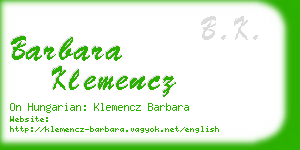 barbara klemencz business card